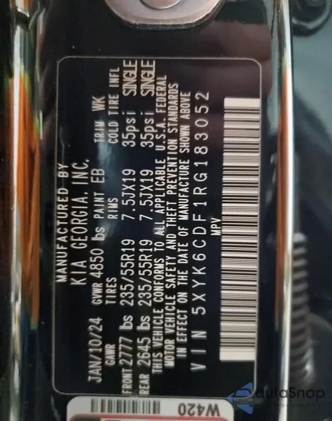 2024 Kia Sportage X Line из США, поврежденный, VIN 5XYK6CDF1RG183052